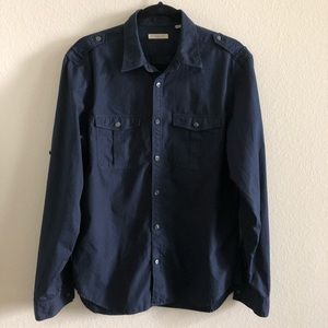 Burberry Long Sleeve Check Inner Collar Navy